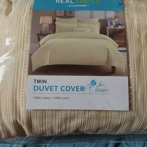 NEW Real Simple Solutions Linear Twin Duvet Cover